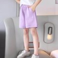 thumbnail image 1 of Juslio Girls Elastic Waist Breathable Cotton Shorts Solid Casual Shorts Sizes 11, 1 of 4