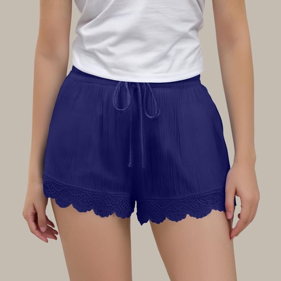 Juslio Girls Elastic Waist Breathable Linen Shorts Drawstring Casual Shorts Sizes 11