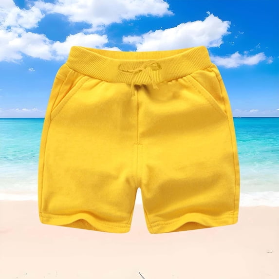 Juslio Girls Elastic Waist Breathable with Pockets Cotton Shorts Solid Casual Shorts Sizes 9