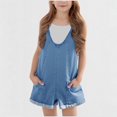 thumbnail image 1 of Juslio Girls Kids Elastic Waist with Pockets Jumpsuits Denim Shorts Solid Casual Jeans Shorts Sizes 9, 1 of 5