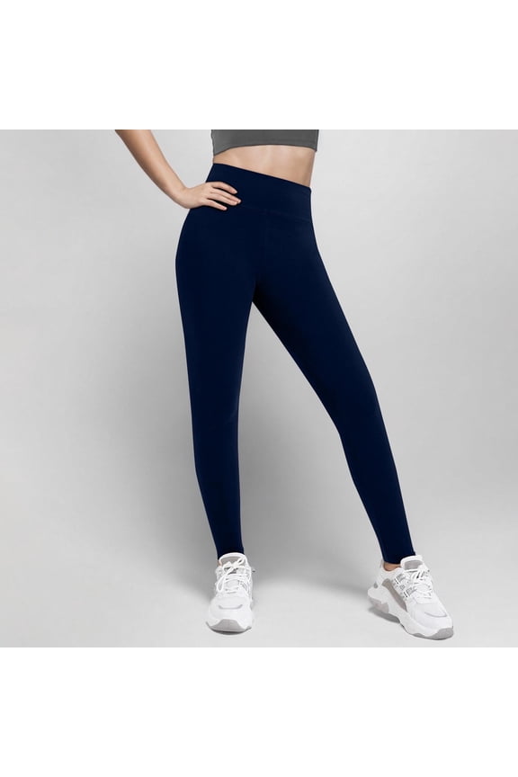 Girls Leggings Casual Solid Wide Waist Tight Bottom Yoga Navy