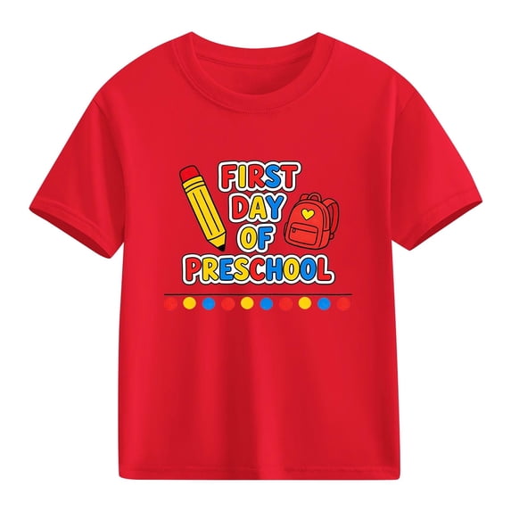 Juslio Girls Letter Pattern T Shirts Comfortable Breathable Crew, Neck Casual Short Sleeved Tops Shirts Sizes 2-18