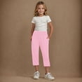 thumbnail image 1 of Juslio Girls Pants 4-14Years Kids Girls Solid Color Leisure Yoga Leggings Sports Elasticity With Pocket（Pink Capris， 8 Years）, 1 of 9
