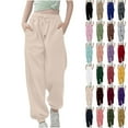 thumbnail image 1 of Juslio Girls Sweatpants Drawstring Elastic Waist High Waist Elastic Bottom Pants,Size 3-13, 1 of 7