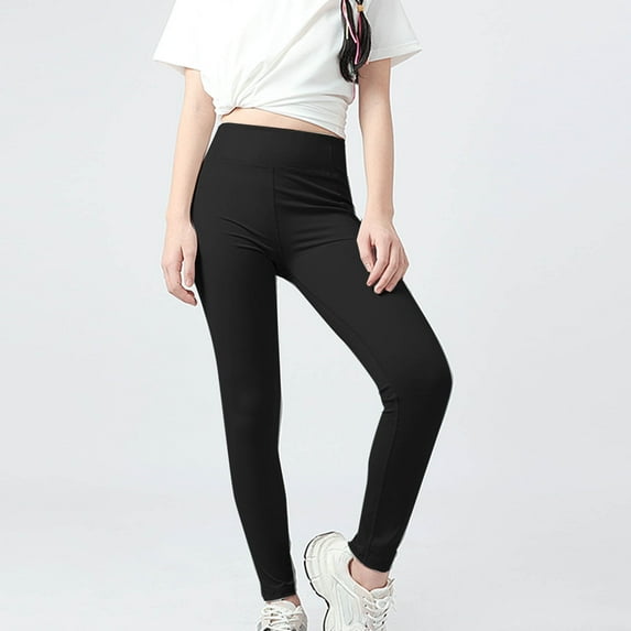 Juslio Girls Pants Casual Solid Elastic Tight Leggings Yoga Black