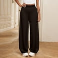 thumbnail image 1 of Juslio Girls Pants Casual Solid Middle School Elastic Waistb Wide Leg Black, 1 of 6
