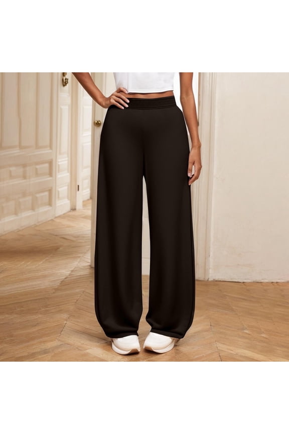 Girls Pants Casual Solid Middle School Elastic Waistb Wide Leg Black