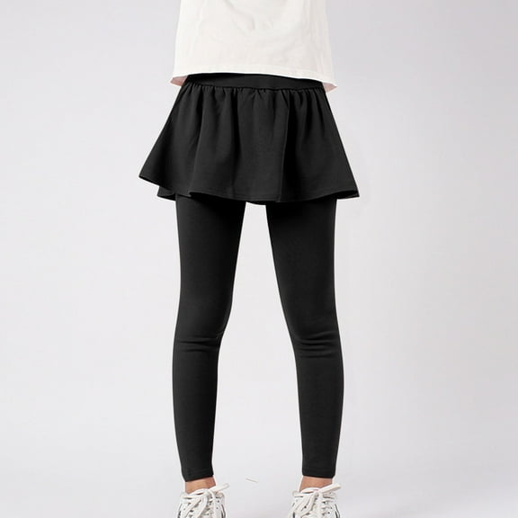 Juslio Girls Pants Casual Solid Summer Leggings Skirts Black