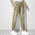 thumbnail image 1 of Juslio Girls Pants Casual Solid Summer Spring Middle School Elastic Waist Pant Zipper Brown, 1 of 6