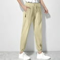 thumbnail image 1 of Juslio Girls Pants Casual Solid Summer Spring Middle School Elastic Waist Pant Zipper Khaki, 1 of 5