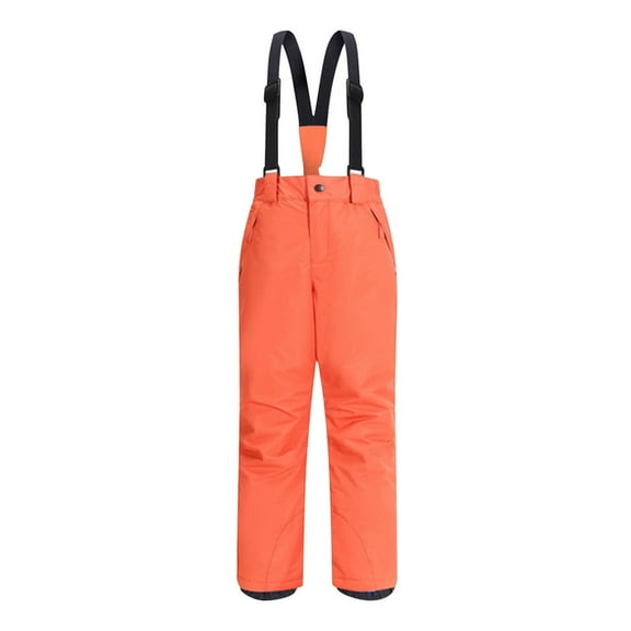 Juslio Girls Pants Casual Solid Thick Waterproof Warm Ski Orange