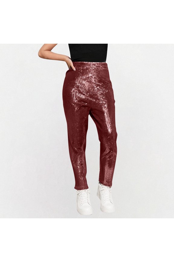 Girls Pants Casual Solid Thin Light Patch Leggings Elastic Slim Red
