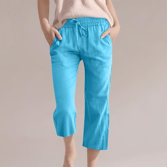 Juslio Girls Capris Children Boys Girls Jogging Bottoms Sports Trousers Long Training Casual Sweat（Blue Capris， 110）