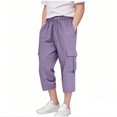 thumbnail image 1 of Juslio Girls Capris Children Boys Girls Jogging Bottoms Sports Trousers Long Training Casual Sweat（Purple Capris， 110）, 1 of 6