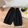 thumbnail image 1 of Juslio Girls Capris Children's Spring and Summer Solid Color Casual Sports Elastic Waistband Ankle Length for Kids（Black Capris， 4-5Years）, 1 of 4