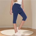 thumbnail image 1 of Juslio Girls Pants Fashionable Girls Children's Vacation Two Piece Under Skirt Sports Yoga Leggings（Navy Capris， 150）, 1 of 7