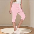thumbnail image 1 of Juslio Girls Pants Fashionable Girls Children's Vacation Two Piece Under Skirt Sports Yoga Leggings（Pink Capris， 140）, 1 of 7