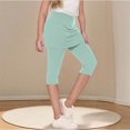thumbnail image 1 of Juslio Girls Pants Fashionable Girls Children's Vacation Two Piece Under Skirt Sports Yoga Leggings（Sky Blue Capris， 140）, 1 of 7