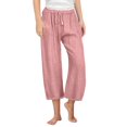 thumbnail image 1 of Juslio Girls Pants Girls Casual Smocked High Waist Pant Loose Wide Leg Long Trousers 4-14 Years（Pink Capris， 160）, 1 of 6