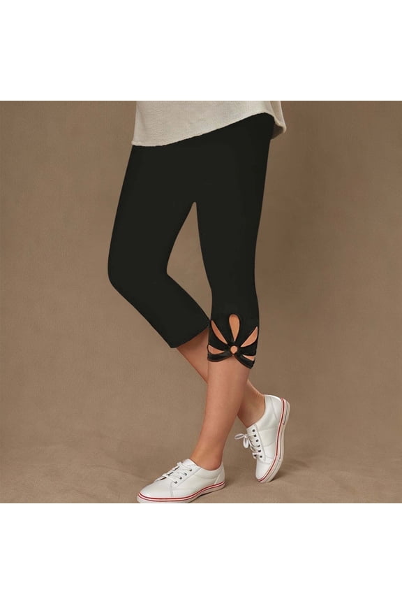 Girls Pants Girls Cropped Trousers Stretchy Athletic Tights Dance Workout Running Yoga Leggings for Kids Teens Daily Wear(Black Capris, 140)