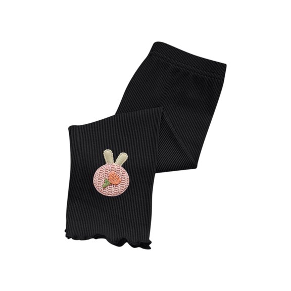 Juslio Girls Pants Girls' Summer Thin Elastic Waistband Cropped Casual Children's Children's Outerwear Mid（Black Capris， 2 Years）