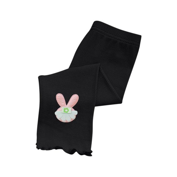 Juslio Girls Pants Girls' Summer Thin Elastic Waistband Cropped Casual Children's Children's Outerwear Mid（Black Capris， 6 Years）