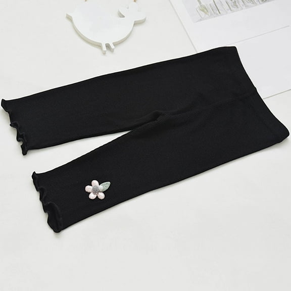 Juslio Girls Capris Girls' Summer Thin Elastic Waistband Cropped Casual Children's Children's Outerwear Mid（Black Capris， 6 Years）