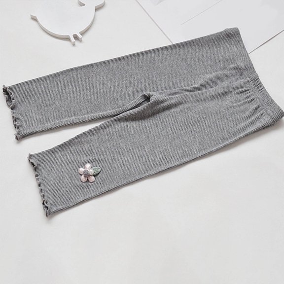 Juslio Girls Capris Girls' Summer Thin Elastic Waistband Cropped Casual Children's Children's Outerwear Mid（Gray Capris， 4 Years）