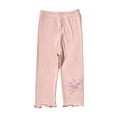 thumbnail image 1 of Juslio Girls Pants Girls' Summer Thin Elastic Waistband Cropped Casual Children's Children's Outerwear Mid（Pink Capris， 3 Years）, 1 of 5