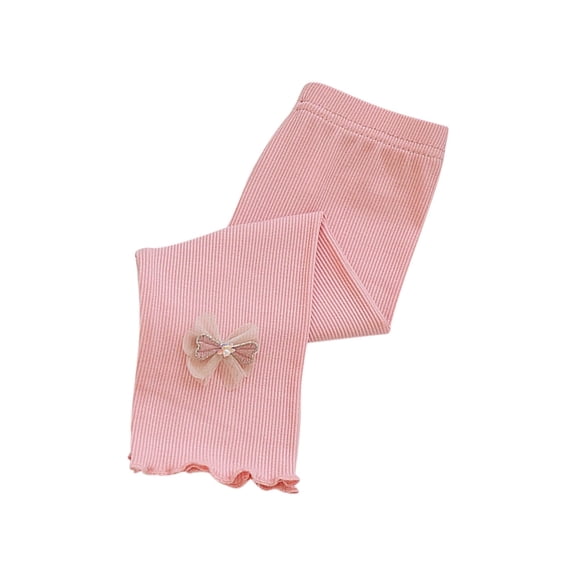 Juslio Girls Capris Girls' Summer Thin Elastic Waistband Cropped Casual Children's Children's Outerwear Mid（Pink Capris， 3 Years）