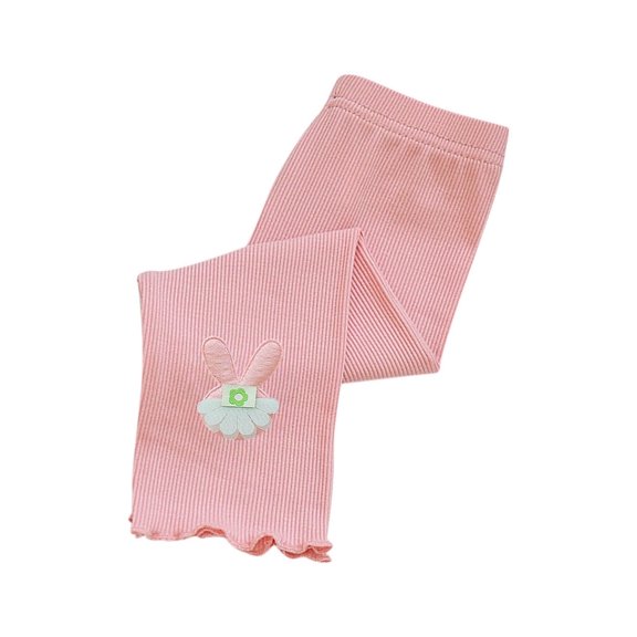 Juslio Girls Pants Girls' Summer Thin Elastic Waistband Cropped Casual Children's Children's Outerwear Mid（Pink Capris， 5 Years）