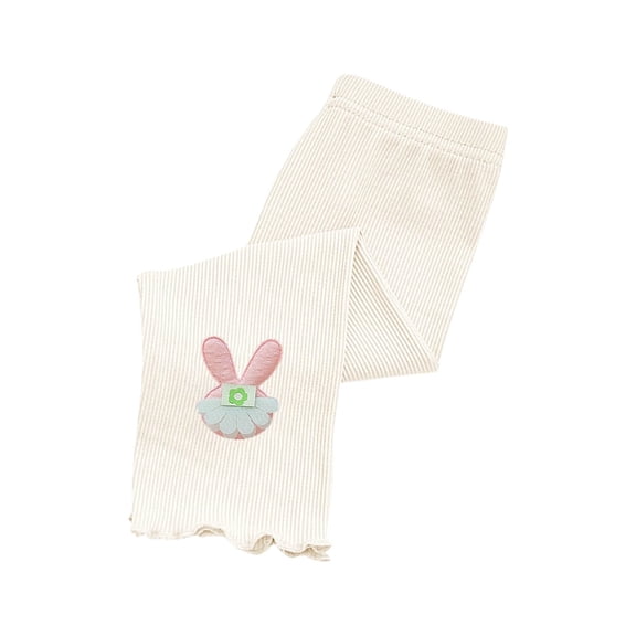 Juslio Girls Pants Girls' Summer Thin Elastic Waistband Cropped Casual Children's Children's Outerwear Mid(White Capris, 2 Years)