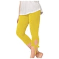 thumbnail image 1 of Juslio Girls Pants Kids Fashion Solid Color Cute Summer Leisure Yoga Leggings Sports Cropped（Yellow Capris， 5 Years）, 1 of 8