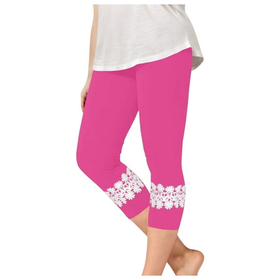 Juslio Girls Pants Kids Fashion Solid Color Cute Summer Leisure Yoga Leggings Sports Lace Cropped（Hot Pink Capris， 12 Years）