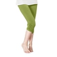 thumbnail image 1 of Juslio Girls Pants Kids Fashion Solid Color Cute Summer Leisure Yoga Leggings Sports Wrinkle Cropped（Green Capris， 10 Years）, 1 of 6