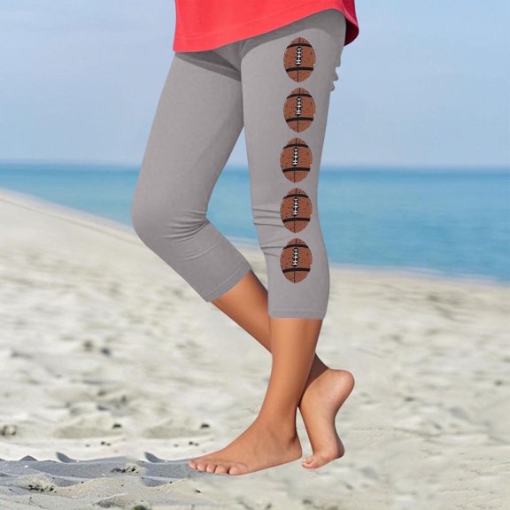 Juslio Girls Pants Kids Girls Fashion Baesball Print Summer Leisure Yoga Leggings Sports Cropped（Gray Capris， 3 Years）