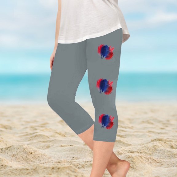 Juslio Girls Pants Kids Girls Fashion Print Summer Leisure Yoga Leggings Sports Cropped(Gray Capris, 12 Years)