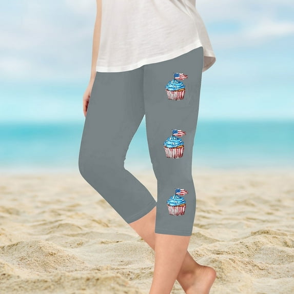 Juslio Girls Pants Kids Girls Fashion Print Summer Leisure Yoga Leggings Sports Cropped(Gray Capris, 6 Years)