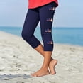 thumbnail image 1 of Juslio Girls Pants Kids Girls Fashion Print Summer Leisure Yoga Leggings Sports Cropped（Navy Capris， 10 Years）, 1 of 4