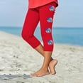 thumbnail image 1 of Juslio Girls Pants Kids Girls Fashion Print Summer Leisure Yoga Leggings Sports Cropped（Red Capris， 3 Years）, 1 of 4