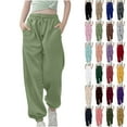 thumbnail image 1 of Juslio Girls Elastic Waist Sweatpants High Waist Drawstring Elastic Bottom Pants,Size 3-13, 1 of 7