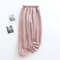 thumbnail image 1 of Juslio Girls Pants Solid Casual Flannel Thick Flannel MediumLarge Sleeping Pink, 1 of 6