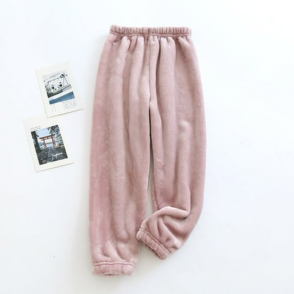 Juslio Girls Pants Solid Casual Flannel Thick Flannel MediumLarge Sleeping Pink