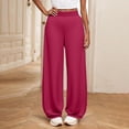 thumbnail image 1 of Juslio Girls Pants Solid Casual Middle School Elastic Waistb Wide Leg Hot Pink, 1 of 7