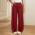 thumbnail image 1 of Juslio Girls Pants Solid Casual Middle School Elastic Waistb Wide Leg Red, 1 of 7
