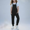 thumbnail image 1 of Juslio Girls Pants Solid Casual Sleeveless Jumpsuit With Pockets for Ages 4-14 Black, 1 of 6