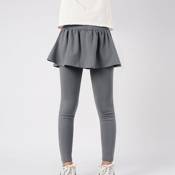 Juslio Girls Pants Solid Casual Summer Leggings Skirts Dark Gray