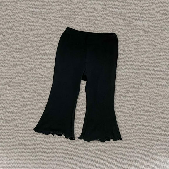 Juslio Girls Pants Solid Casual Summer New Elastic Waist Thin Breathable BellBottom Versatile for Baby Flare Leggings