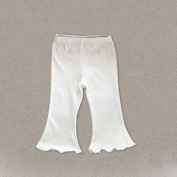 Juslio Girls Pants Solid Casual Summer New Elastic Waist Thin Breathable BellBottom Versatile for Baby Flare Leggings