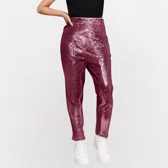 Juslio Girls Pants Solid Casual Thin Light Patch Leggings Elastic Slim Hot Pink